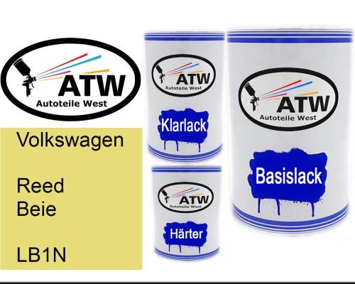 Volkswagen, Reed Beie, LB1N: 500ml Lackdose + 500ml Klarlack + 250ml Härter - Set, von ATW Autoteile West.